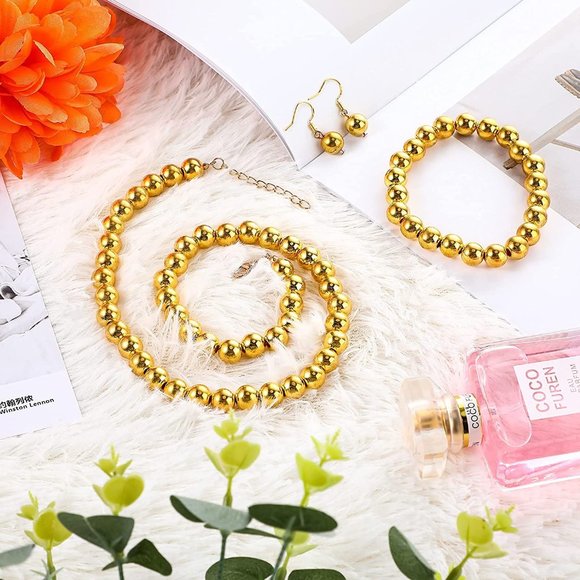 New Faux Pearl Jewelry Set Simulated Pearl Necklace Bracelet Earrings fo… - Picture 5 of 8